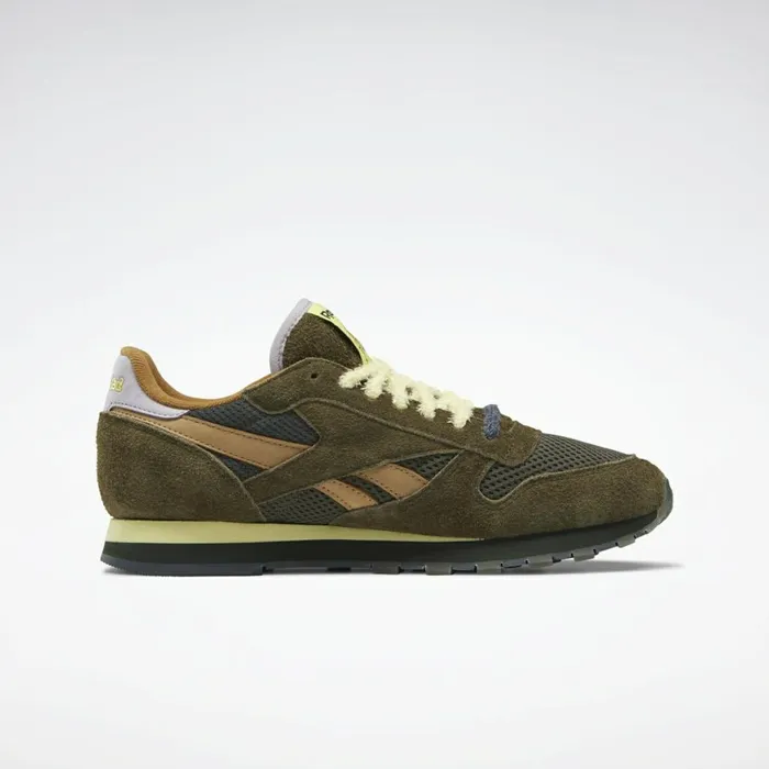 Classic Leather Mens Reebok Brain Dead Classic Leather Shoes Moss Soft Camel Filtered Yellow