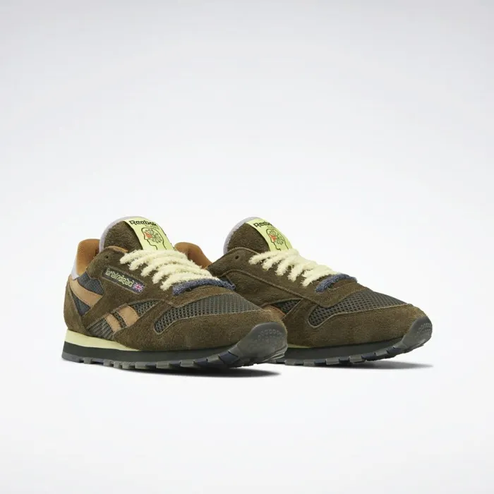 Classic Leather Mens Reebok Brain Dead Classic Leather Shoes Moss Soft Camel Filtered Yellow