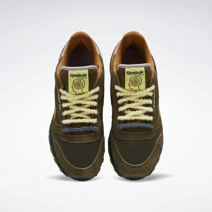 Classic Leather Mens Reebok Brain Dead Classic Leather Shoes Moss Soft Camel Filtered Yellow