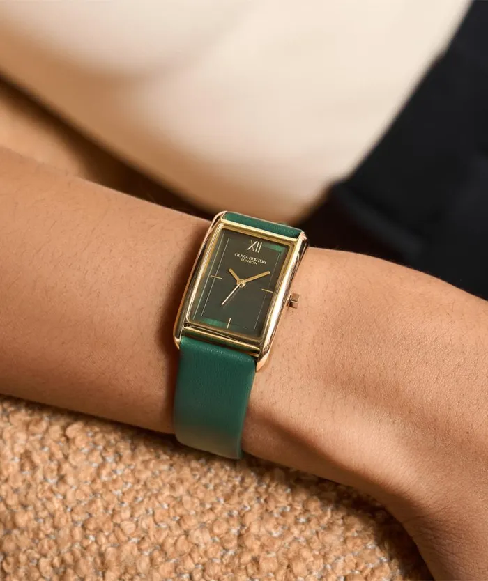 Classic Watches Women Olivia Burton 23mm Grove Gold and Forest Green Leather Strap Watch