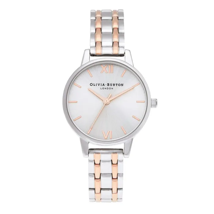 Classic Watches Women Olivia Burton 30mm Silver and Carnation Gold Bracelet Watch Classic Watches Women Olivia Burton 30mm Silver and Carnation Gold Bracelet Watch
