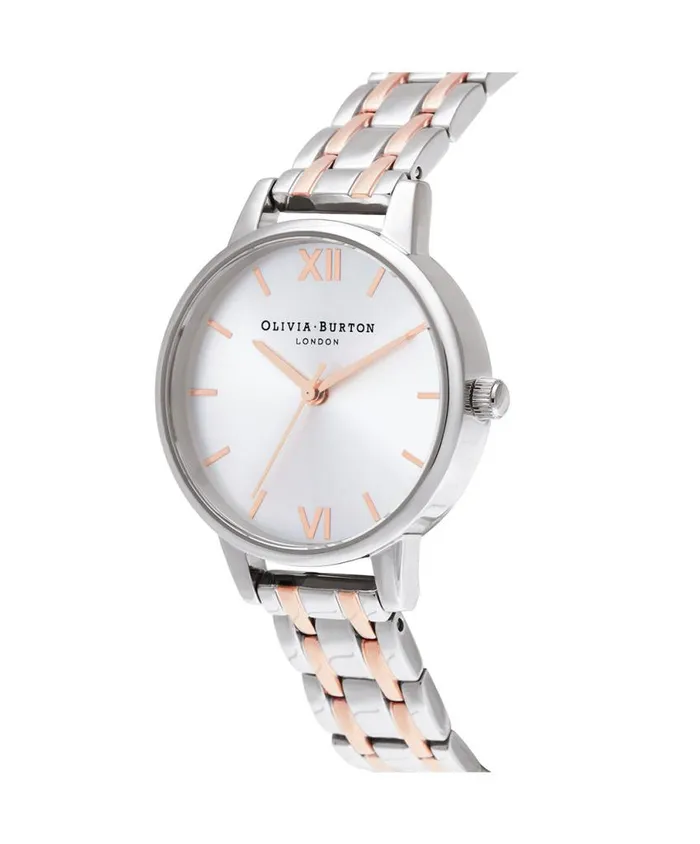 Classic Watches Women Olivia Burton 30mm Silver and Carnation Gold Bracelet Watch