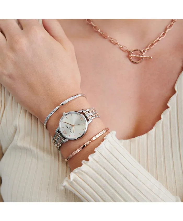 Classic Watches Women Olivia Burton 30mm Silver and Carnation Gold Bracelet Watch