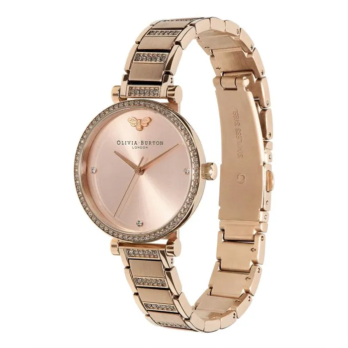 Classic Watches Women Olivia Burton 32mm Tbar Blush and Carnation Gold Bracelet Watch