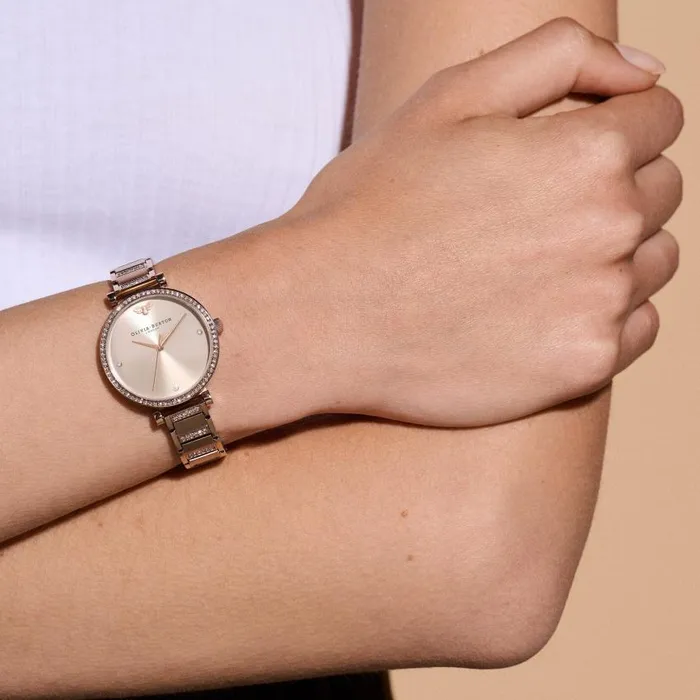 Classic Watches Women Olivia Burton 32mm Tbar Blush and Carnation Gold Bracelet Watch