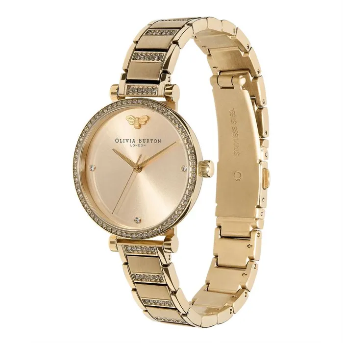 Classic Watches Women Olivia Burton 32mm Tbar Nude and Gold Bracelet Watch