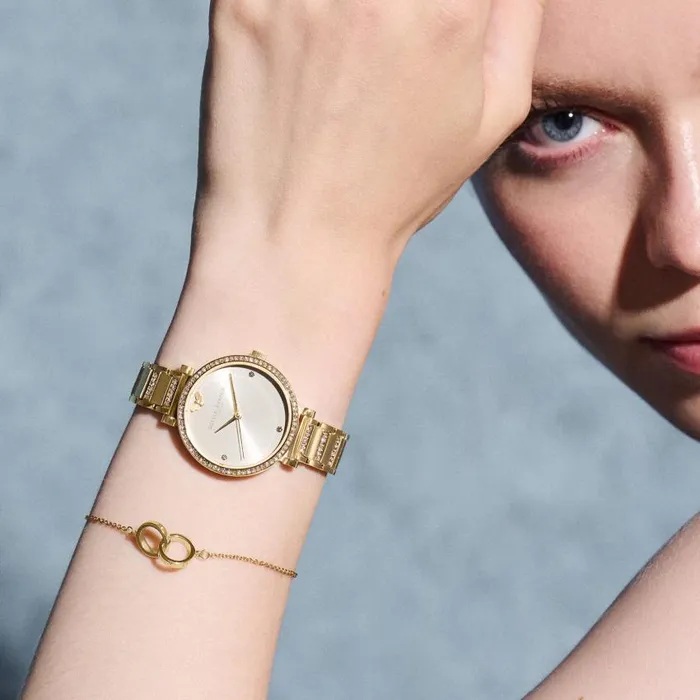 Classic Watches Women Olivia Burton 32mm Tbar Nude and Gold Bracelet Watch