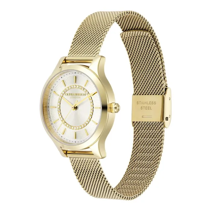 Classic Watches Women Olivia Burton 36mm Wonderlust Ivory and Gold Mesh Watch