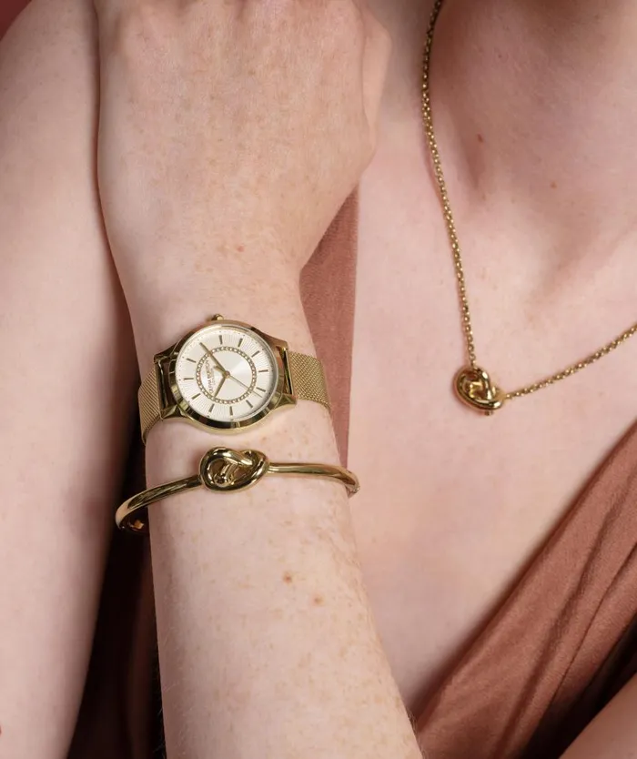 Classic Watches Women Olivia Burton 36mm Wonderlust Ivory and Gold Mesh Watch