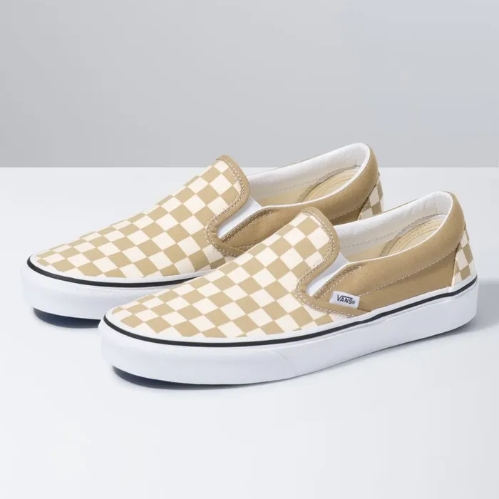 Classics Shoes MenWomen Vans Checkerboard Classic SlipOn Cornstalktrue White