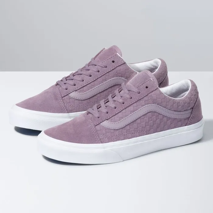Classics Shoes MenWomen Vans Emboss Mini Check Old Skool Nirvanatrue White
