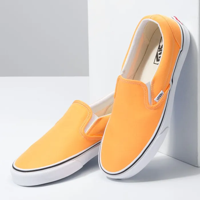 Classics Shoes MenWomen Vans Neon SlipOn Blazing Orangetrue White Classics Shoes MenWomen Vans Neon SlipOn Blazing Orangetrue White