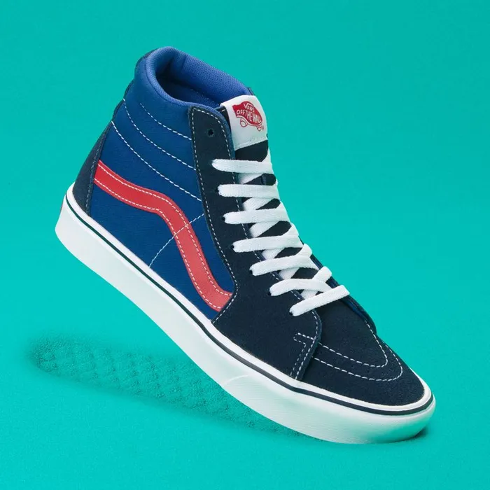 Classics Shoes MenWomen Vans TriTone ComfyCush Sk8Hi Dress Bluesbluered