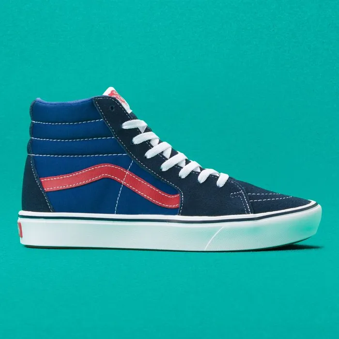 Classics Shoes MenWomen Vans TriTone ComfyCush Sk8Hi Dress Bluesbluered Classics Shoes MenWomen Vans TriTone ComfyCush Sk8Hi Dress Bluesbluered