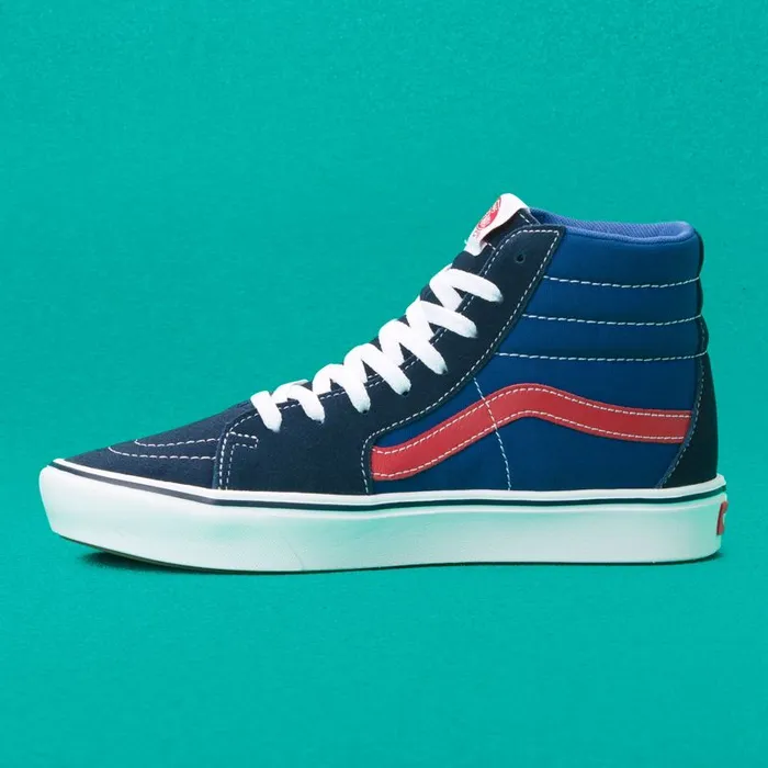 Classics Shoes MenWomen Vans TriTone ComfyCush Sk8Hi Dress Bluesbluered Classics Shoes MenWomen Vans TriTone ComfyCush Sk8Hi Dress Bluesbluered