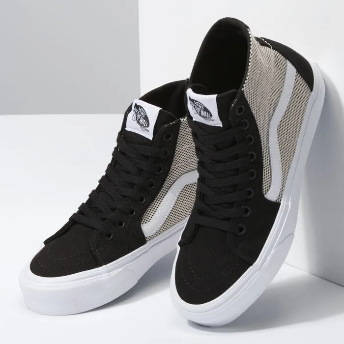 Classics Shoes Women Vans 2Tone Linen Sk8Hi Tapered Blacktrue White Classics Shoes Women Vans 2Tone Linen Sk8Hi Tapered Blacktrue White