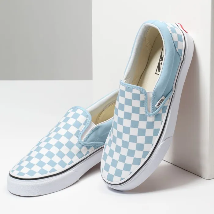Classics Shoes Women Vans Checkerboard SlipOn Baby Bluetrue White Classics Shoes Women Vans Checkerboard SlipOn Baby Bluetrue White