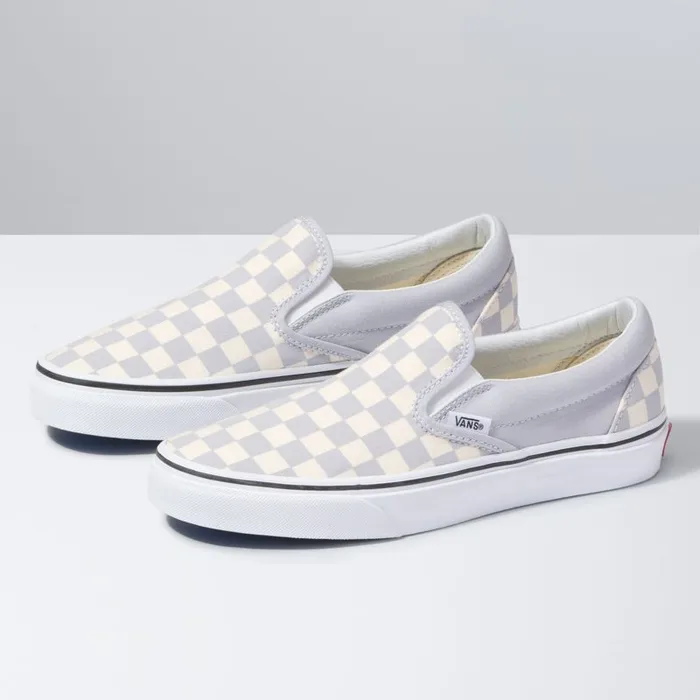 Classics Shoes Women Vans Checkerboard SlipOn Gray Dawntrue White