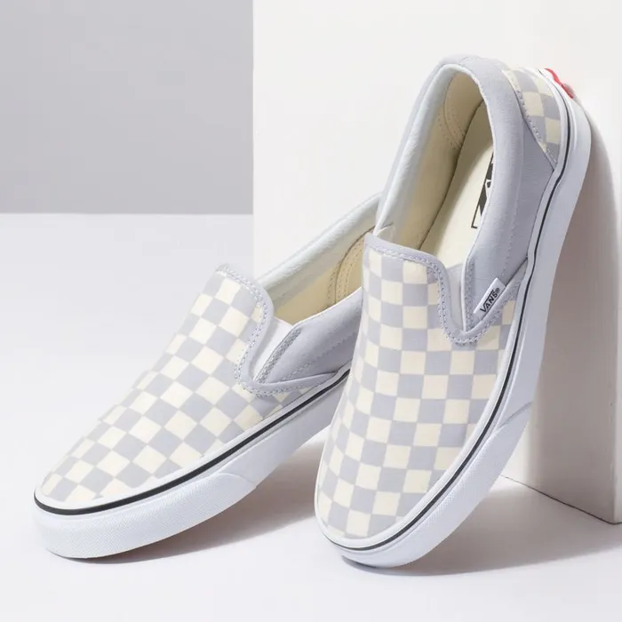 Classics Shoes Women Vans Checkerboard SlipOn Gray Dawntrue White Classics Shoes Women Vans Checkerboard SlipOn Gray Dawntrue White