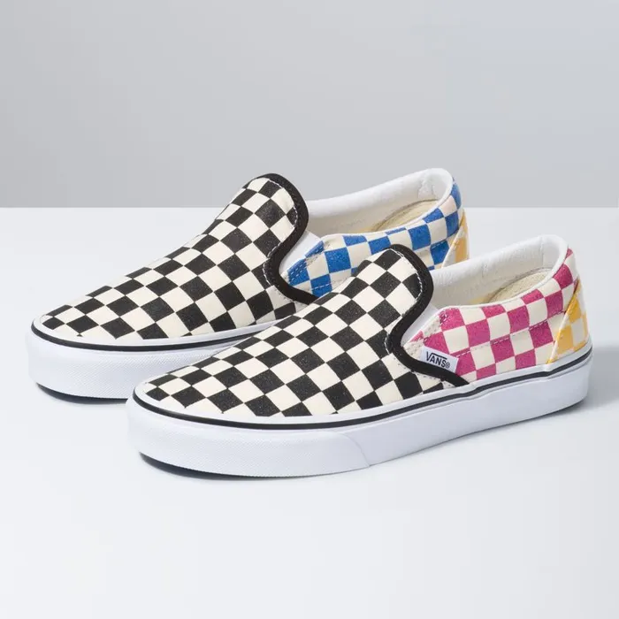 Classics Shoes Women Vans Glitter Check Classic SlipOn Multitrue White