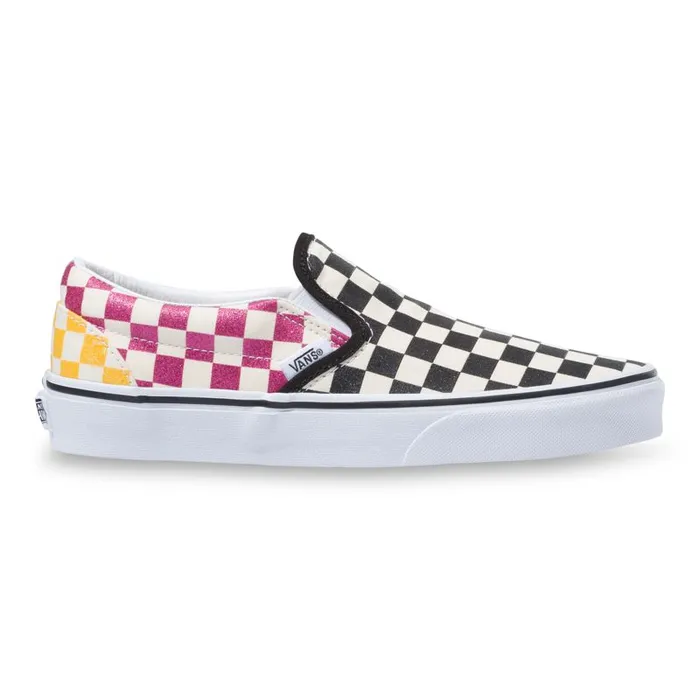 Classics Shoes Women Vans Glitter Check Classic SlipOn Multitrue White Classics Shoes Women Vans Glitter Check Classic SlipOn Multitrue White