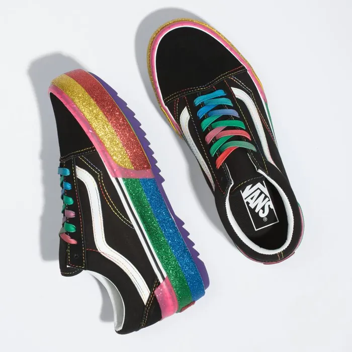 Classics Shoes Women Vans Glitter Old Skool Stacked Blackrainbow Classics Shoes Women Vans Glitter Old Skool Stacked Blackrainbow
