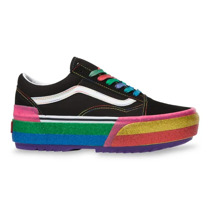 Classics Shoes Women Vans Glitter Old Skool Stacked Blackrainbow Classics Shoes Women Vans Glitter Old Skool Stacked Blackrainbow