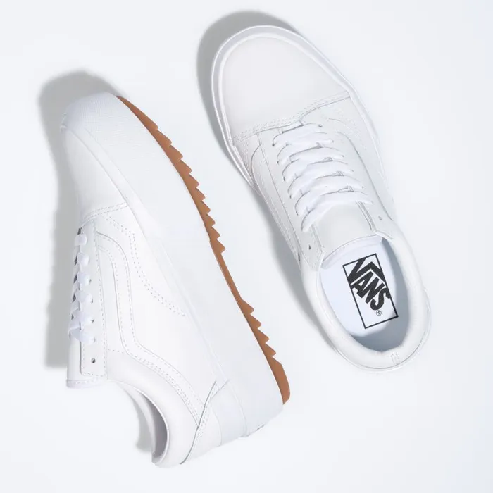 Classics Shoes Women Vans Leather Old Skool Stacked True Whitetrue White Classics Shoes Women Vans Leather Old Skool Stacked True Whitetrue White