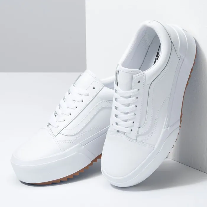 Classics Shoes Women Vans Leather Old Skool Stacked True Whitetrue White Classics Shoes Women Vans Leather Old Skool Stacked True Whitetrue White