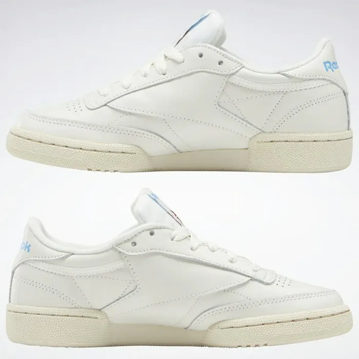 Classics Shoes Womens Reebok Club C 85 Model Vintage Shoes Chalk Paperwhite Athletic Blue Excellent Red