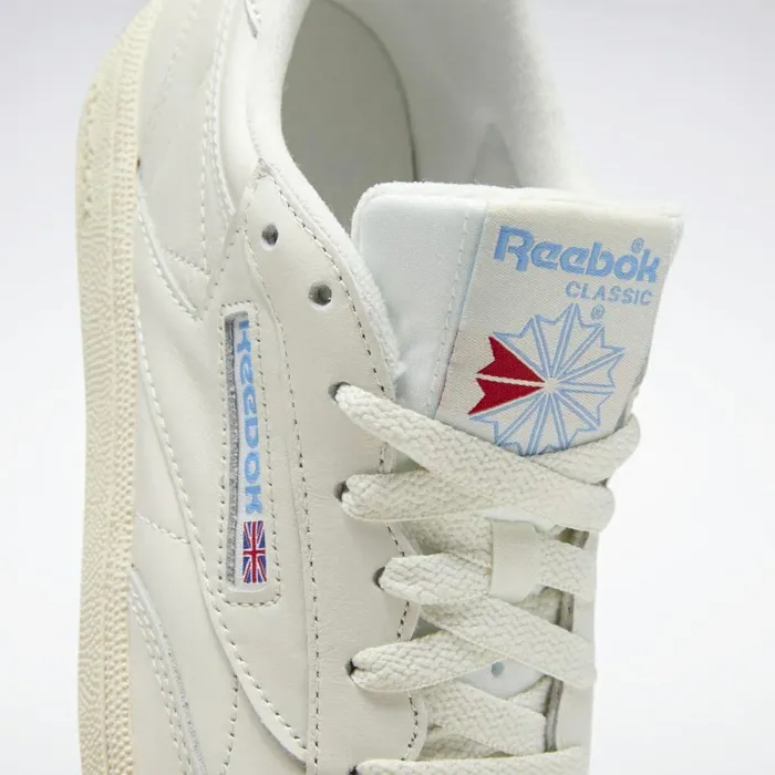 Classics Shoes Womens Reebok Club C 85 Model Vintage Shoes Chalk Paperwhite Athletic Blue Excellent Red