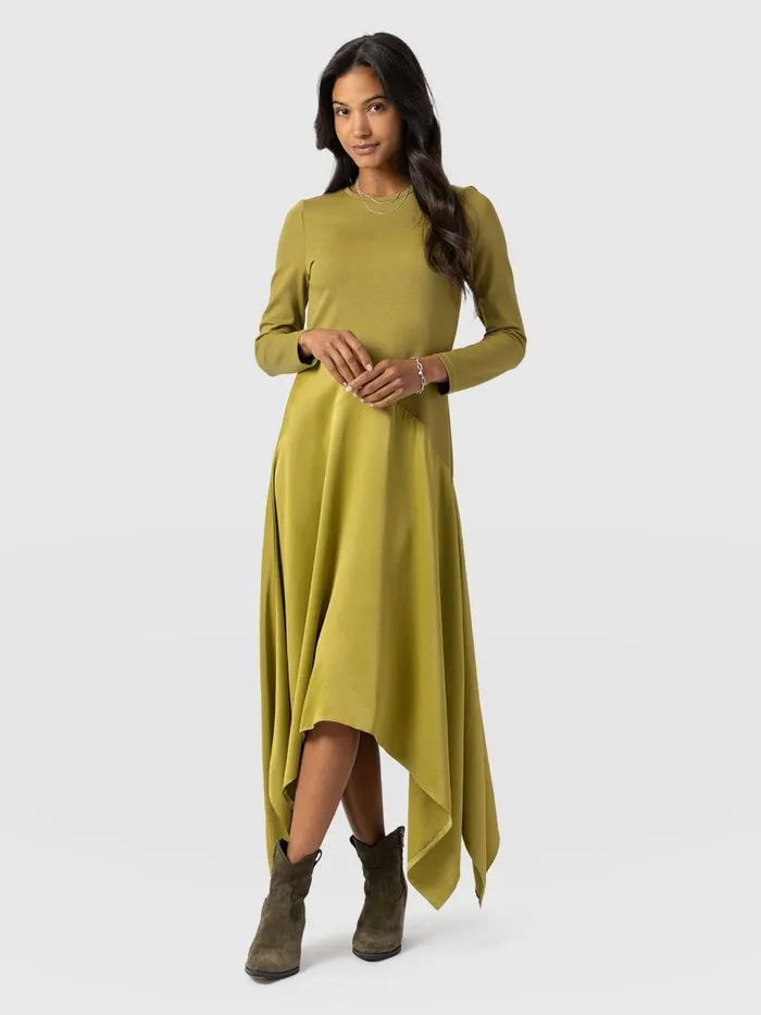 Cleo Asymmetric Dress 8211 Olive Olive Women Saint And Sofia Dresses
