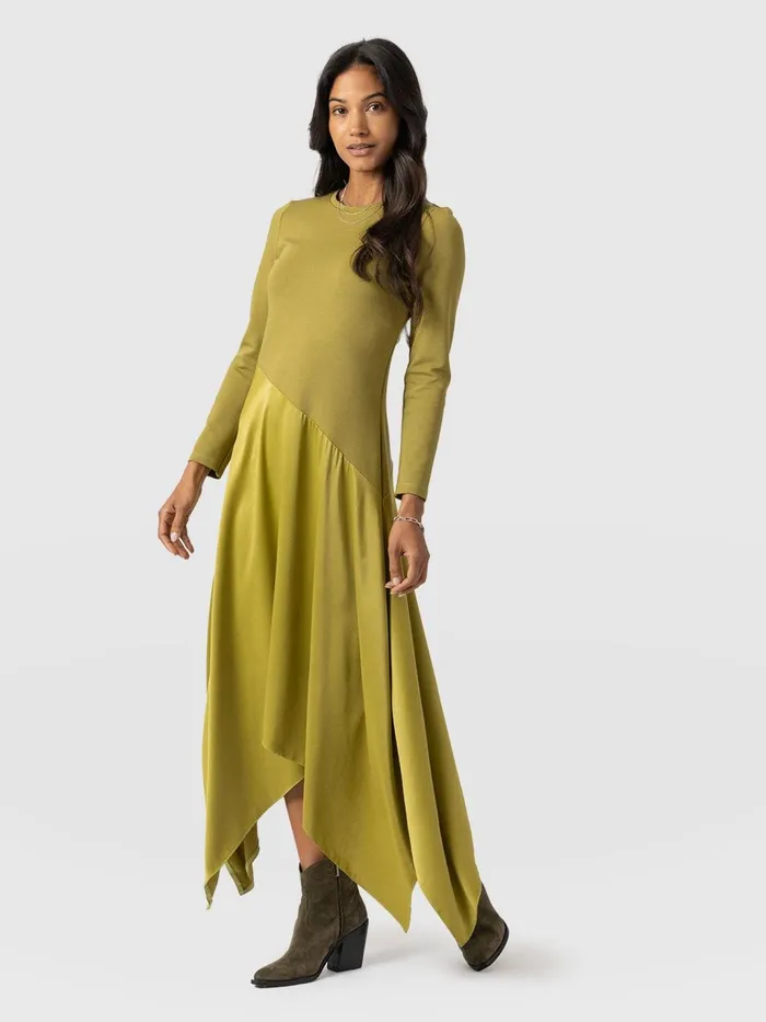 Cleo Asymmetric Dress 8211 Olive Olive Women Saint And Sofia Dresses