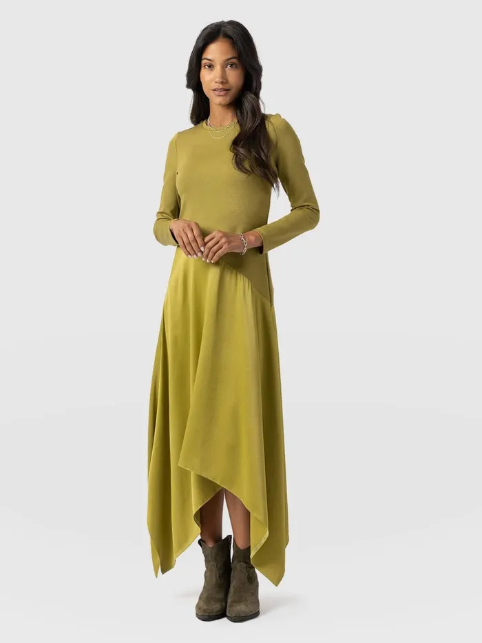 Cleo Asymmetric Dress 8211 Olive Olive Women Saint And Sofia Dresses