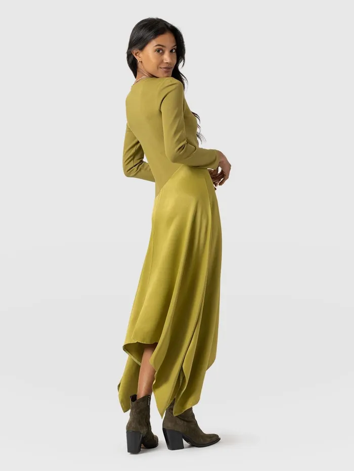 Cleo Asymmetric Dress 8211 Olive Olive Women Saint And Sofia Dresses