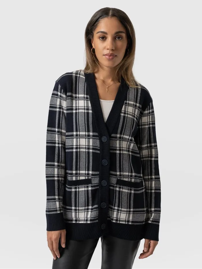 College Cardigan 8211 Navy Cream Check Navy Cream Check Women Saint And Sofia Knitwear College Cardigan 8211 Navy Cream Check Navy Cream Check Women Saint And Sofia Knitwear