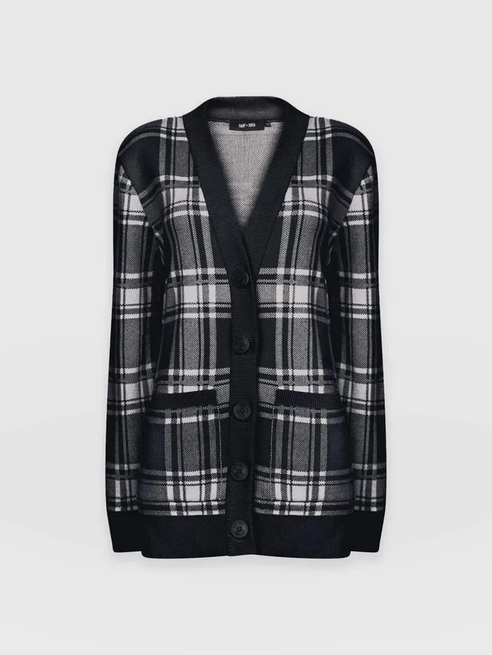 College Cardigan 8211 Navy Cream Check Navy Cream Check Women Saint And Sofia Knitwear