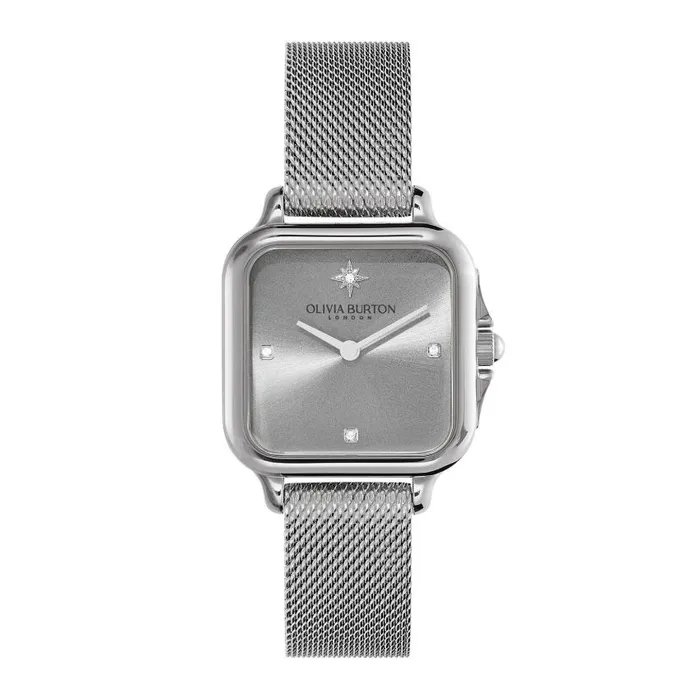Color Dial Watches Women Olivia Burton 28mm Grosvenor Light Grey and Silver Mesh Watch Color Dial Watches Women Olivia Burton 28mm Grosvenor Light Grey and Silver Mesh Watch