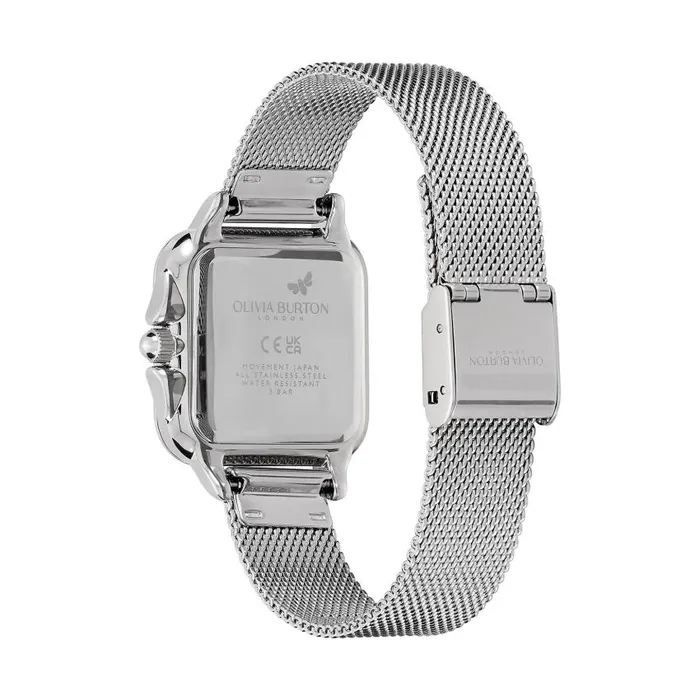 Color Dial Watches Women Olivia Burton 28mm Grosvenor Light Grey and Silver Mesh Watch