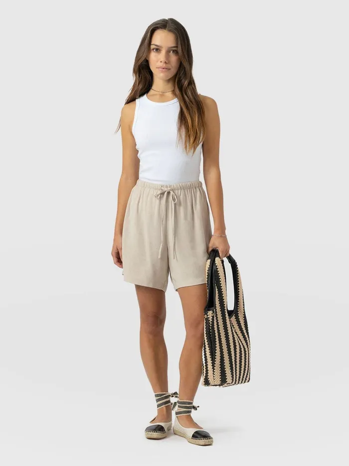 Corinne Linen Short 8211 Oatmeal Oatmeal Women Saint And Sofia Shorts