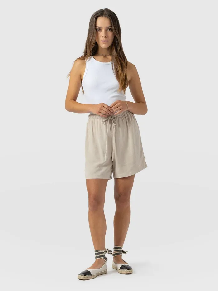 Corinne Linen Short 8211 Oatmeal Oatmeal Women Saint And Sofia Shorts