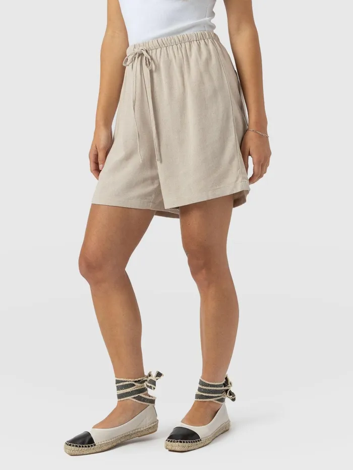 Corinne Linen Short 8211 Oatmeal Oatmeal Women Saint And Sofia Shorts