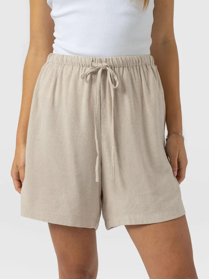 Corinne Linen Short 8211 Oatmeal Oatmeal Women Saint And Sofia Shorts