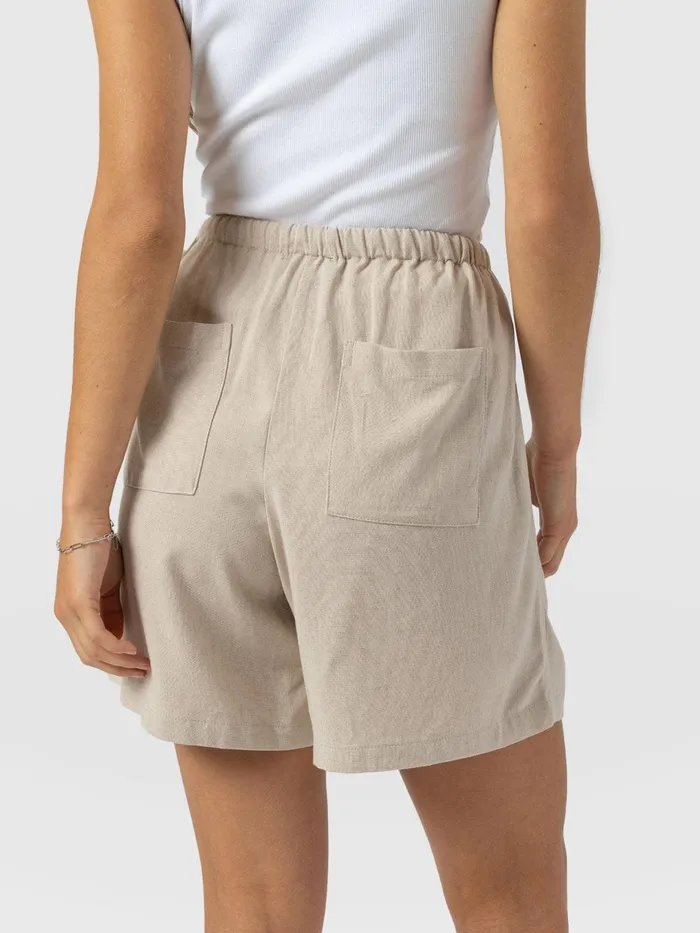 Corinne Linen Short 8211 Oatmeal Oatmeal Women Saint And Sofia Shorts