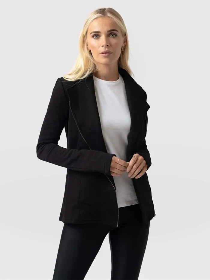 Cotton Biker Jacket 8211 Black Black Women Saint And Sofia Coats and Jackets