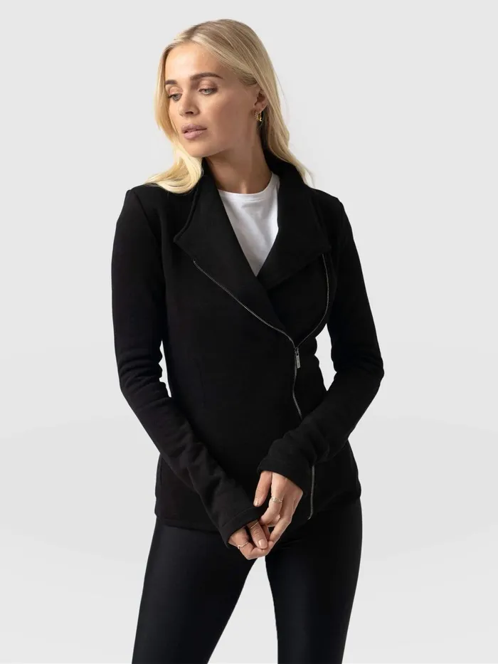 Cotton Biker Jacket 8211 Black Black Women Saint And Sofia Coats and Jackets
