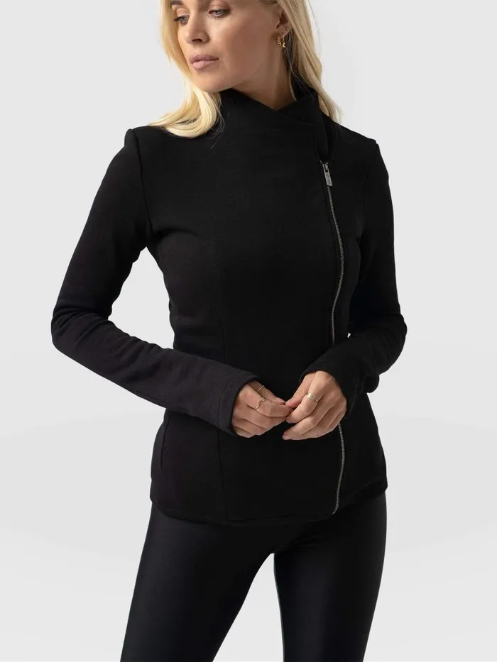 Cotton Biker Jacket 8211 Black Black Women Saint And Sofia Coats and Jackets