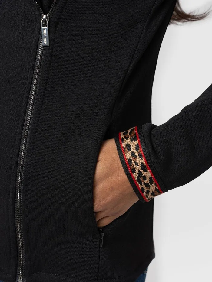 Cotton Biker Jacket 8211 Leopard Trim Leopard Trim Women Saint And Sofia Coats and Jackets