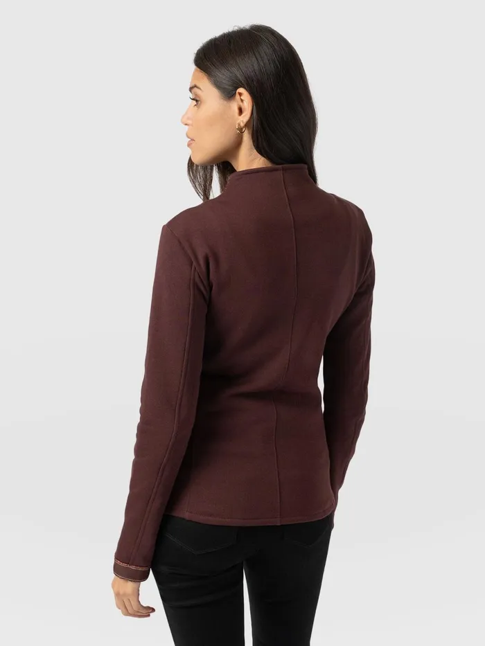 Cotton Biker Jacket 8211 Maroon 8211 Bronze Stripe Bronze Stripe Women Saint And Sofia Coats and Jackets