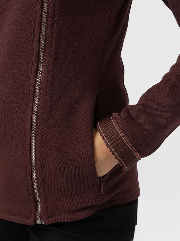 Cotton Biker Jacket 8211 Maroon 8211 Bronze Stripe Bronze Stripe Women Saint And Sofia Coats and Jackets